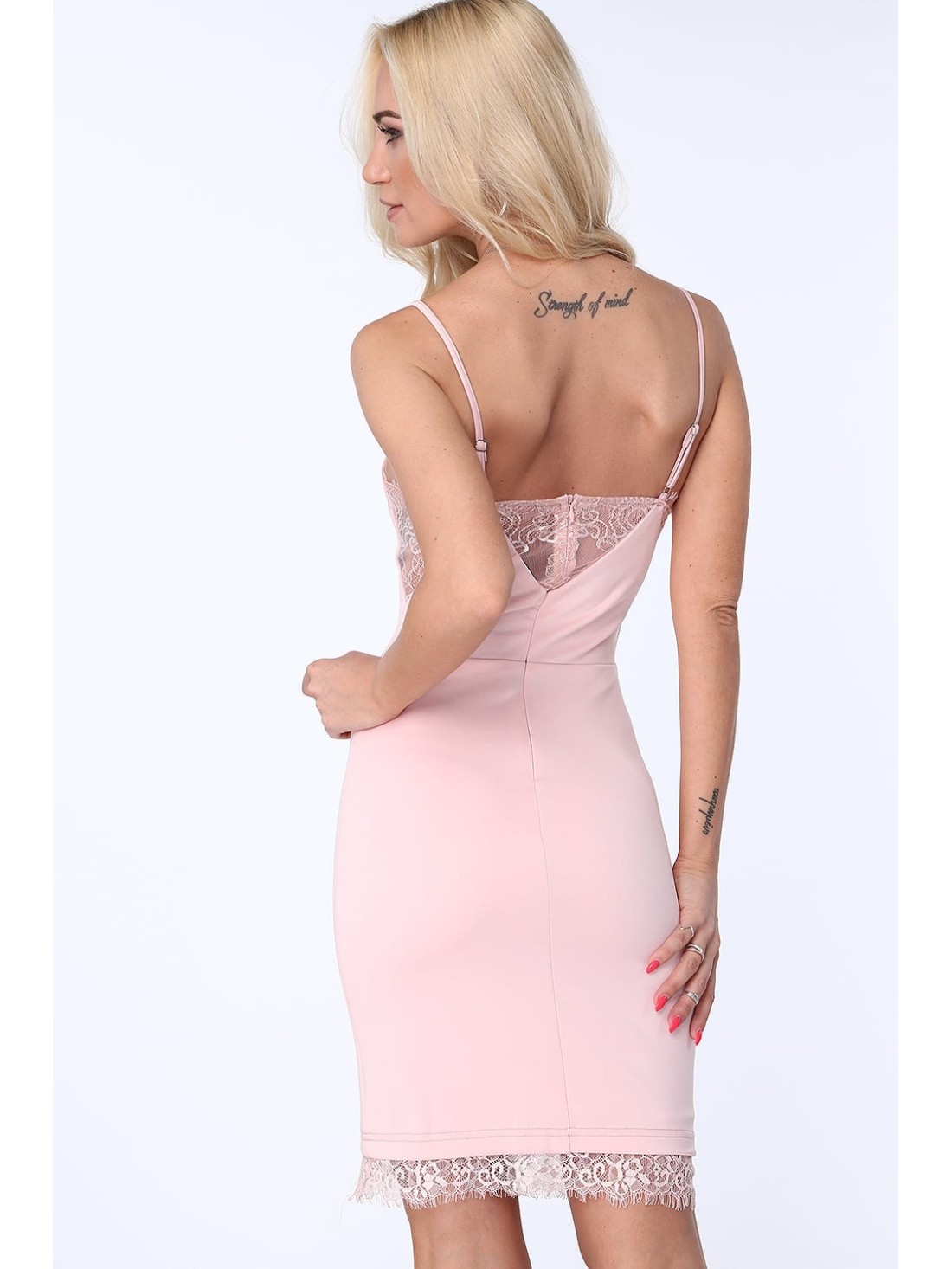 Rochie cu dantela delicata, roz deschis ZZ300 - Magazin online - Boutique